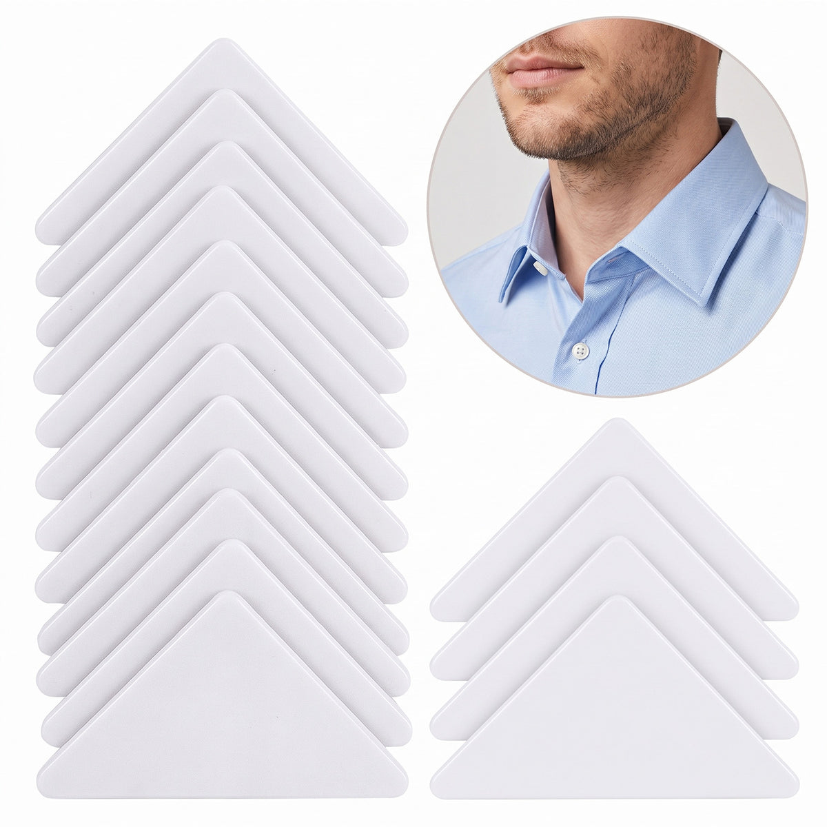 Shimmeroo 200Pcs Collar Stays for Polo Shirts, Triangle Shirt Collar Stay