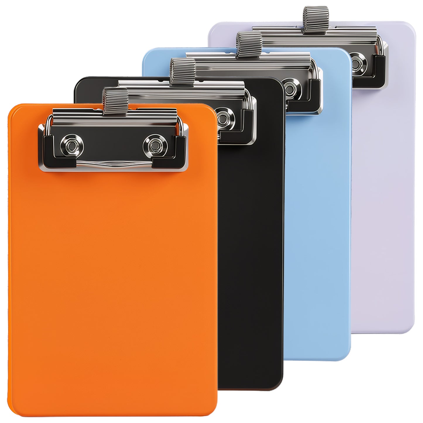 RAHHLIZS 4Pack Small Clipboard 5.9x3.9 Inch, Metal Clipboard with Spring Clips, Multifunctional Cute Clipboards for Classroom, Refrigerator, Office, Home, Factory - White,Black, Orange, Blue Clipboard