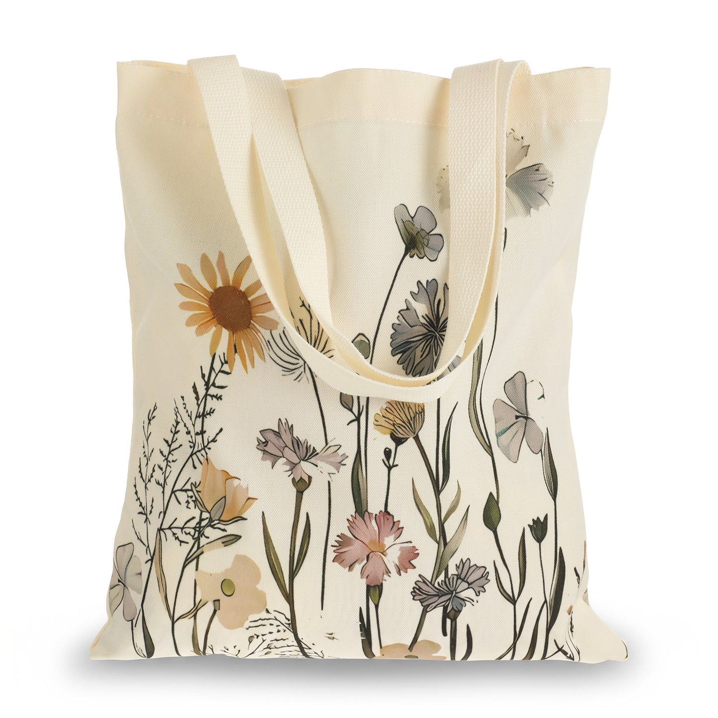 Mabor Canvas Tote Bag for Women, Large Capacity Beige Polyester Linen Blend Shopper, Everyday Cute Aesthetic Shopping Bag, Reusable Cloth Tote with Handles