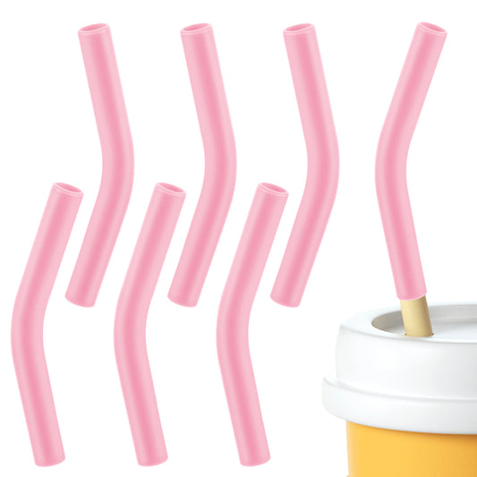 Ymapinc 6Pcs Pink Silicone Tips for Metal Straws, Rubber Straw Tips for Stainless Steel Straw Tips for 5/16in/8mm - Reusable Durable