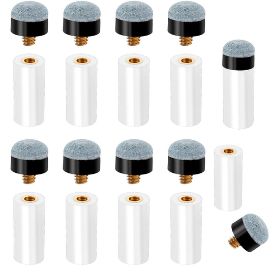 Teaaha 10PCS Pool Cue Tips 12mm Slip on Pool Stick Tips Soft Grey Billiard Replacement Cue Tips with Ferrules, Screw-On and Slip-On Pool Queue Stick Tips Kit(12mm)