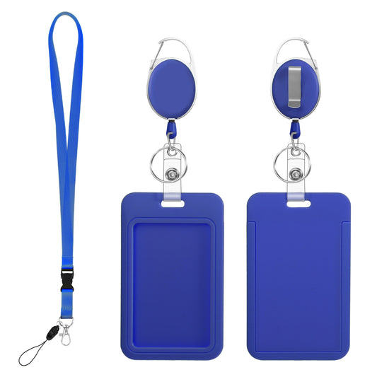 Ymapinc Lanyards for ID Badges, Retractable Lanyard Badge Holder Clip Badge Reel for Teacher Nurse - Royal Blue