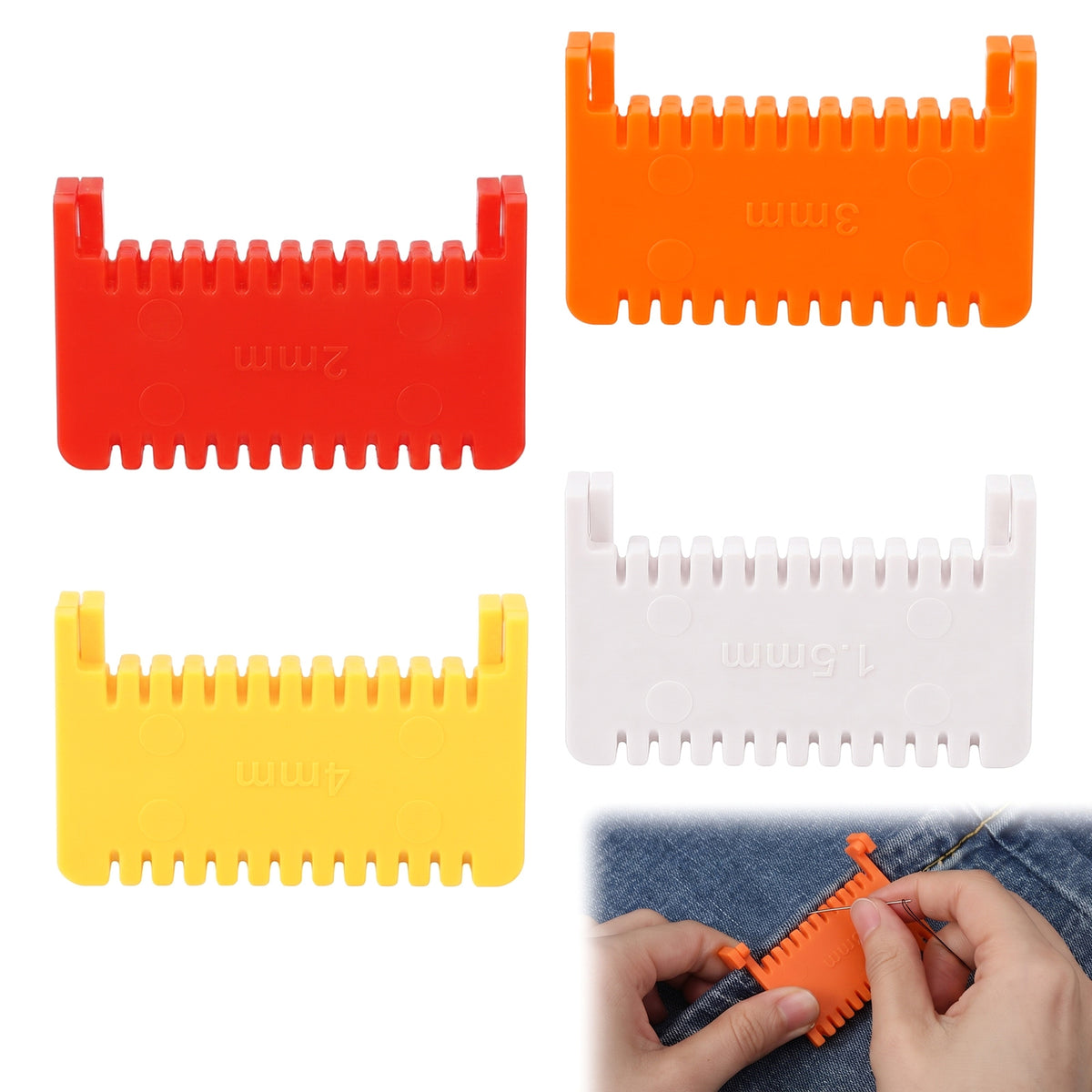 RAHHLIZS 4pcs Clip On Sewing Rulers, Edge Stitch Lock and Sewing Gauge