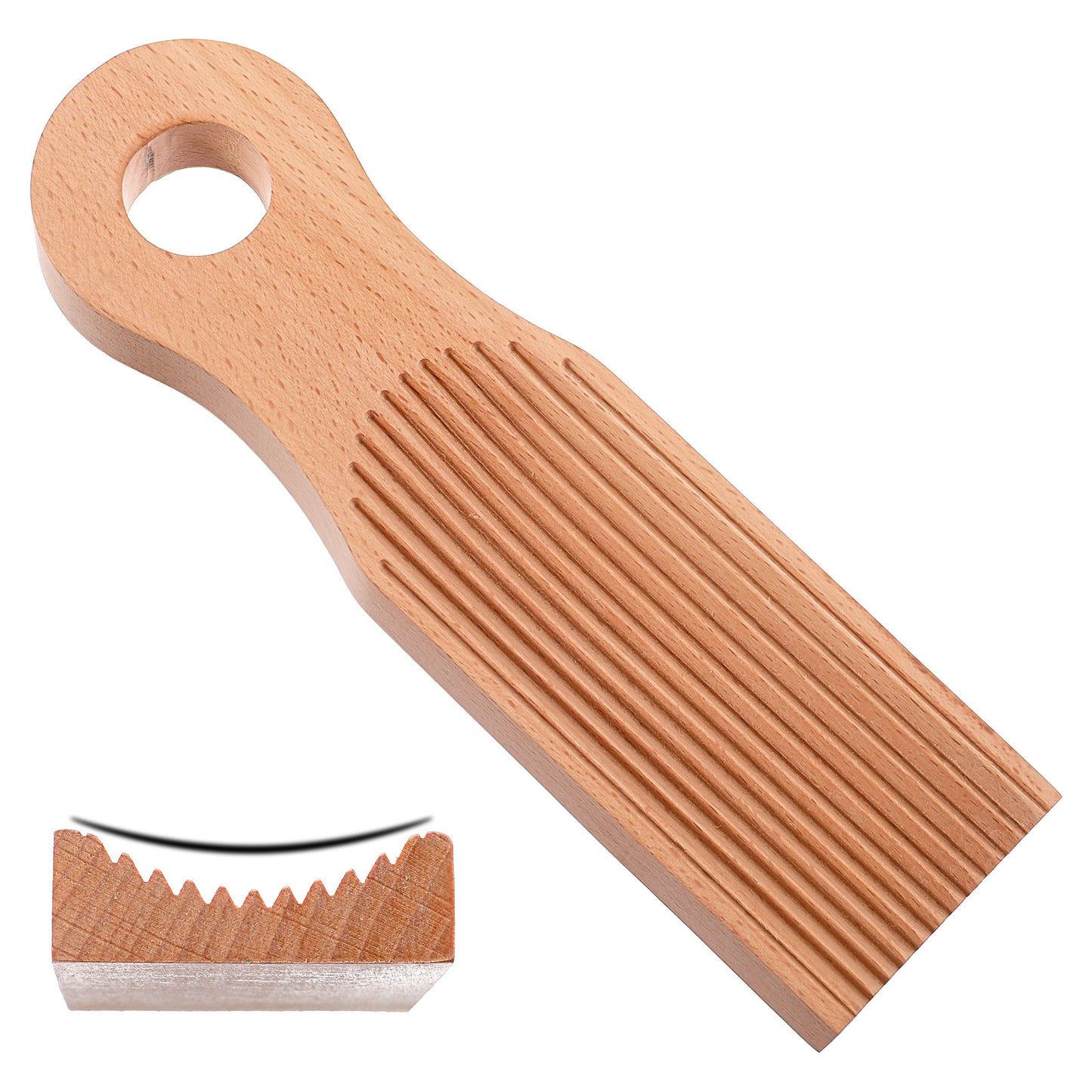 Wooden Gnocchi Board, 6.46 × 1.77 × 0.59 Inches, Curved Pasta Making Tool for Authentic Italian Cuisine,Dough Cavatelli Board,Taste Party