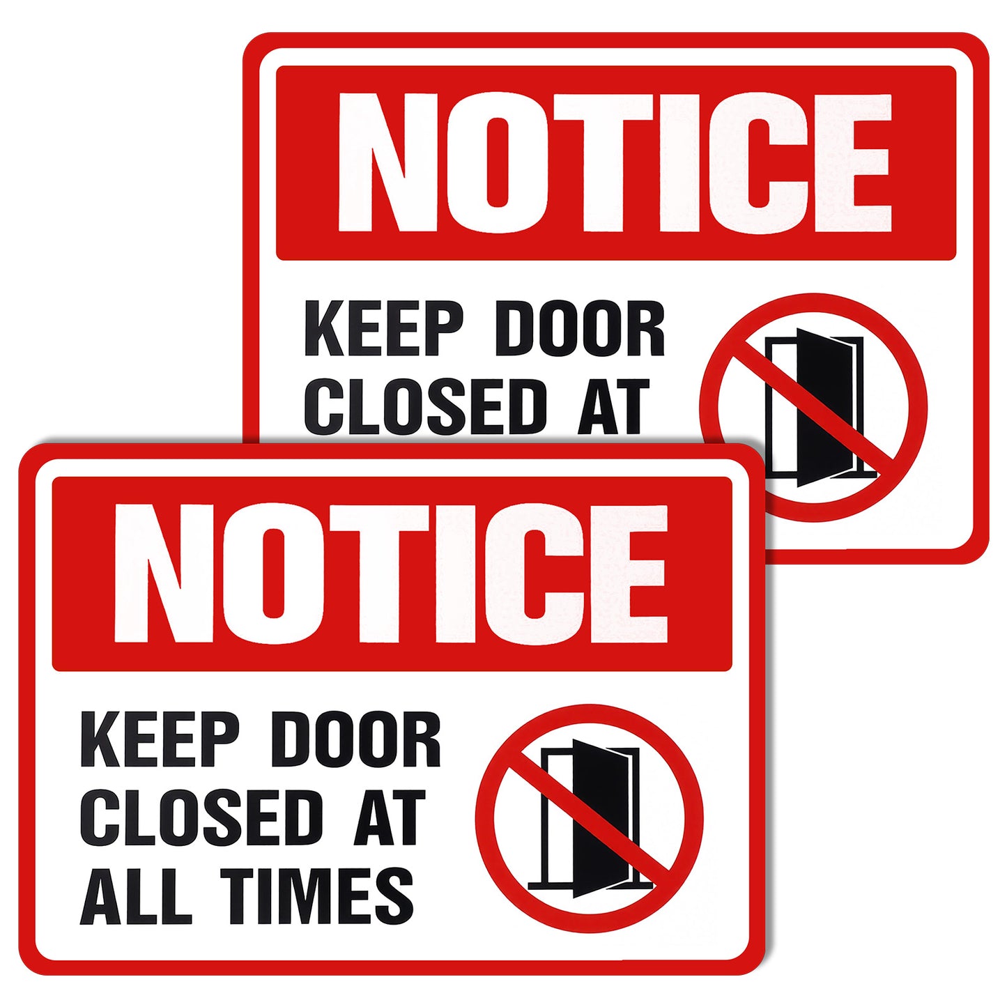 Shimmeroo 2PCS Keep Door Closed Sign, Red White Notice Keep Door Closed At All Times Self-Adhesive Sticker for Office Home Buildings Workplace