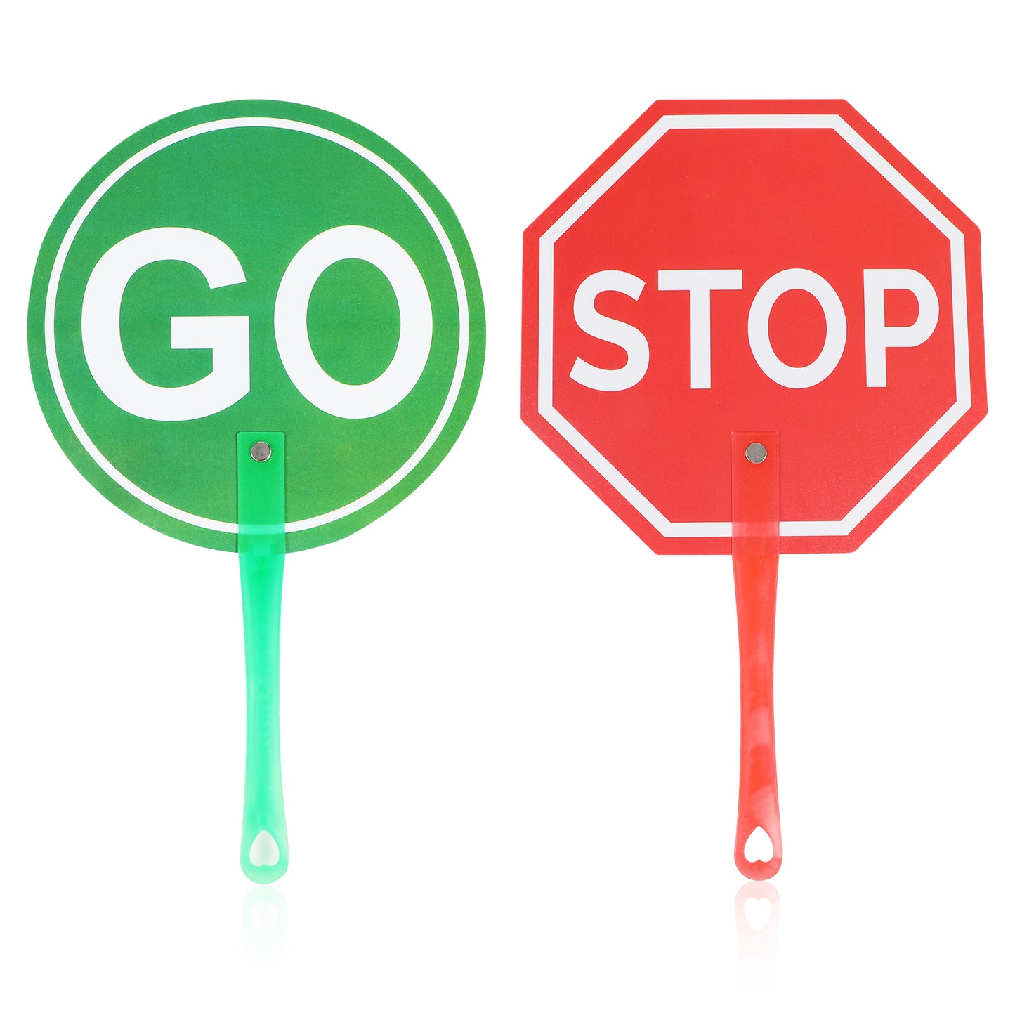 Ouligay 2 Pack Stop and Go Sign with Handle, Double Sided Stop Signs, Reflective PVC Traffic Signs for Kids, Waterproof, Easy to Assemble,