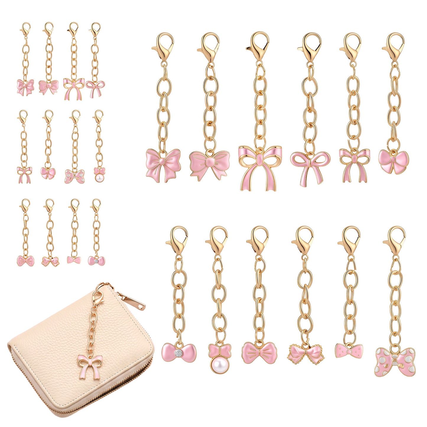 Matwsec 24 Pcs Bow Keychain Bulk, Pink Bow Party Favors for Women, Cute Bow Bag Charm for Purse, Birthday Party, Friends Gift Supplies
