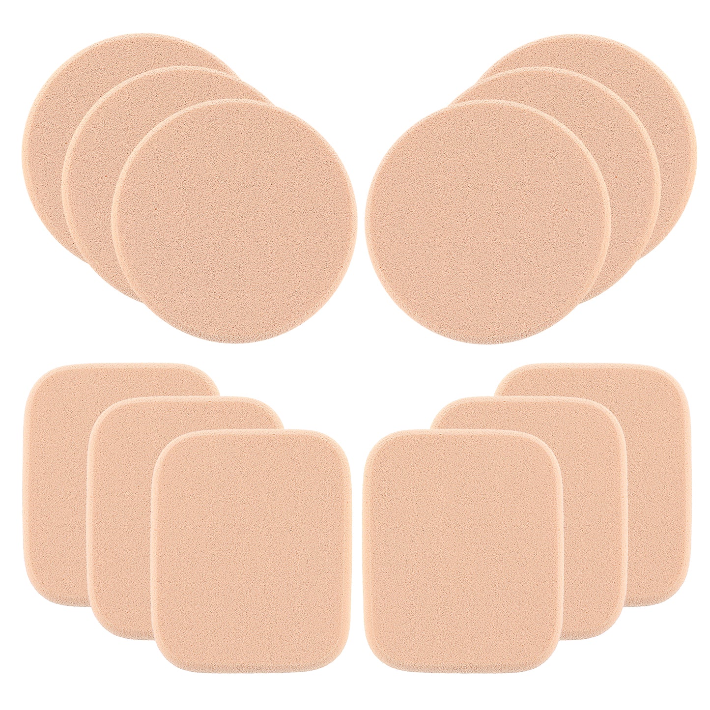 12 PCS Flat Makeup Sponges for Foundation, Teardrop Shape Make Up Sponge for Face Beige Cushion Foundation Versatile Blending Sponge Set for Application