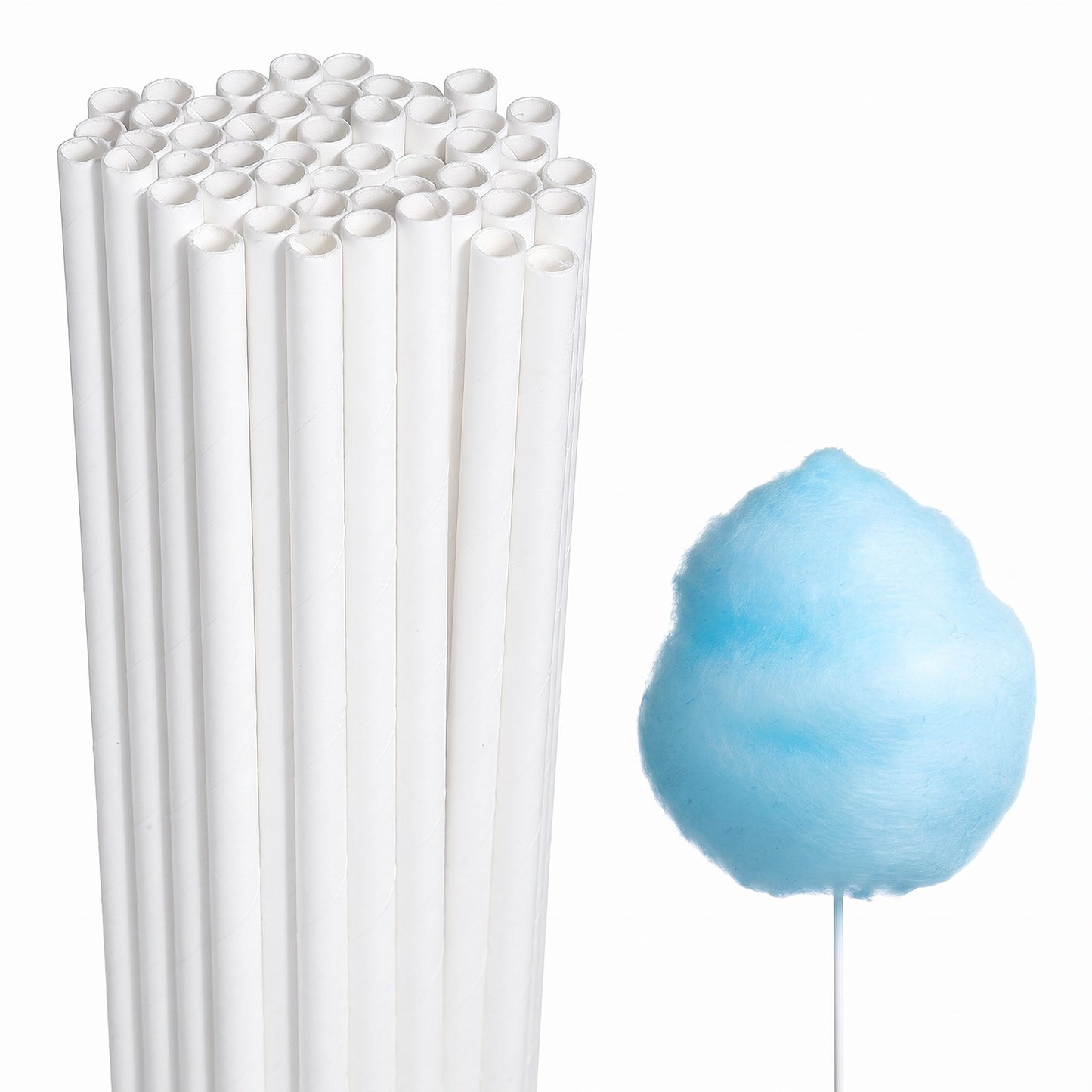 50 Pcs Cotton Candy Sticks White Cotton Candy Holder Sticks White Paper Straw Cones For Birthday Wedding Party Festivals Events Candy Making