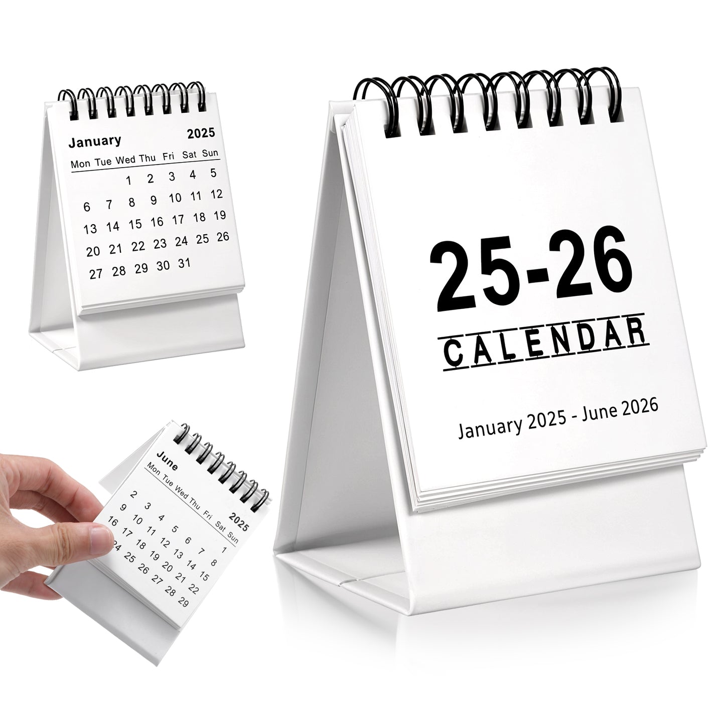 2025.1-2026.12 Small Desktop Calendar 2025-2026 Standing Flip Calendar