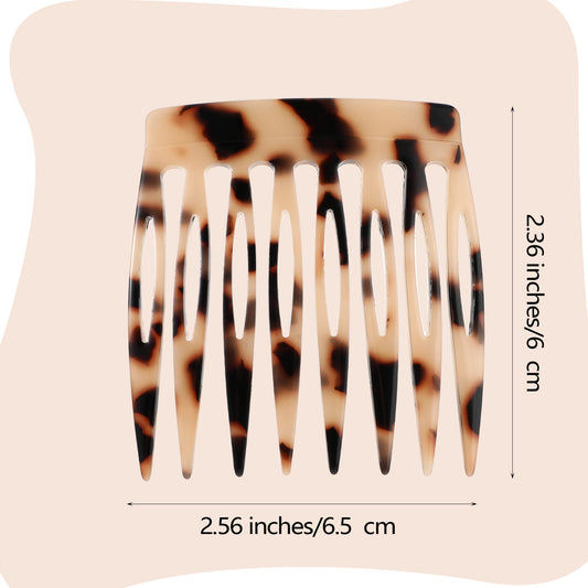 2 Pcs French Hair Side Comb for Women Decorative French Twist Hair Styling Accessories Small Twist Hairs Decorative Women's Bun Strong Hold Clip Fit Ladies Styling Accessory Brown 2.36 × 2.56 × 0.12"