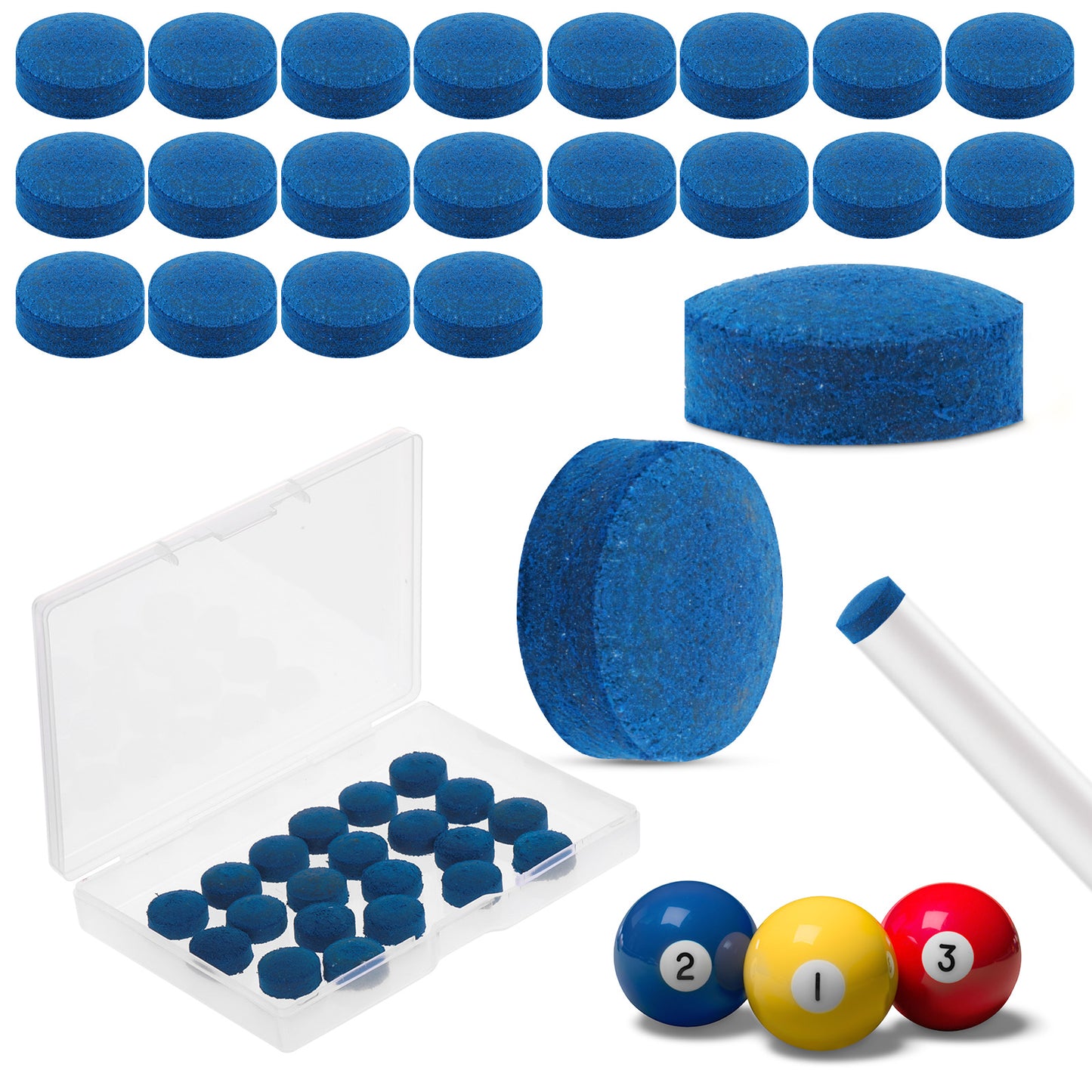 Bremorou 20 Pcs Billiard Pool Cue Tips Pool Cue Stick Tips Replacement Repair Kit Blue Billiard Pool Cue Tips Snooker Cue For Pool Table Cues Stick Tips Head And Leather Snooker Stick