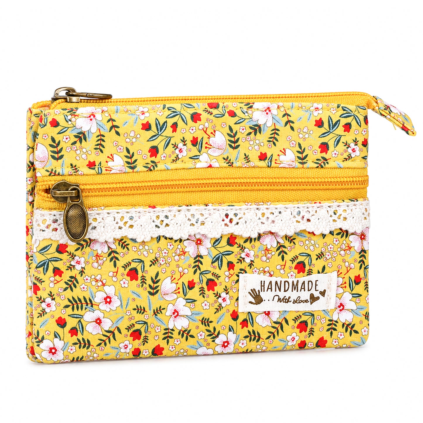 Ymapinc Small Purses for Women, Yellow Floral Coin Pouch Ladies Wallet