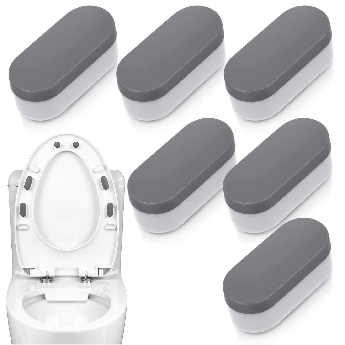 Shimmeroo 6 Pieces Universal Toilet Seat Bumpers-Adhesive Toilet Seat Spacers Replacement for Families,Hotels,School