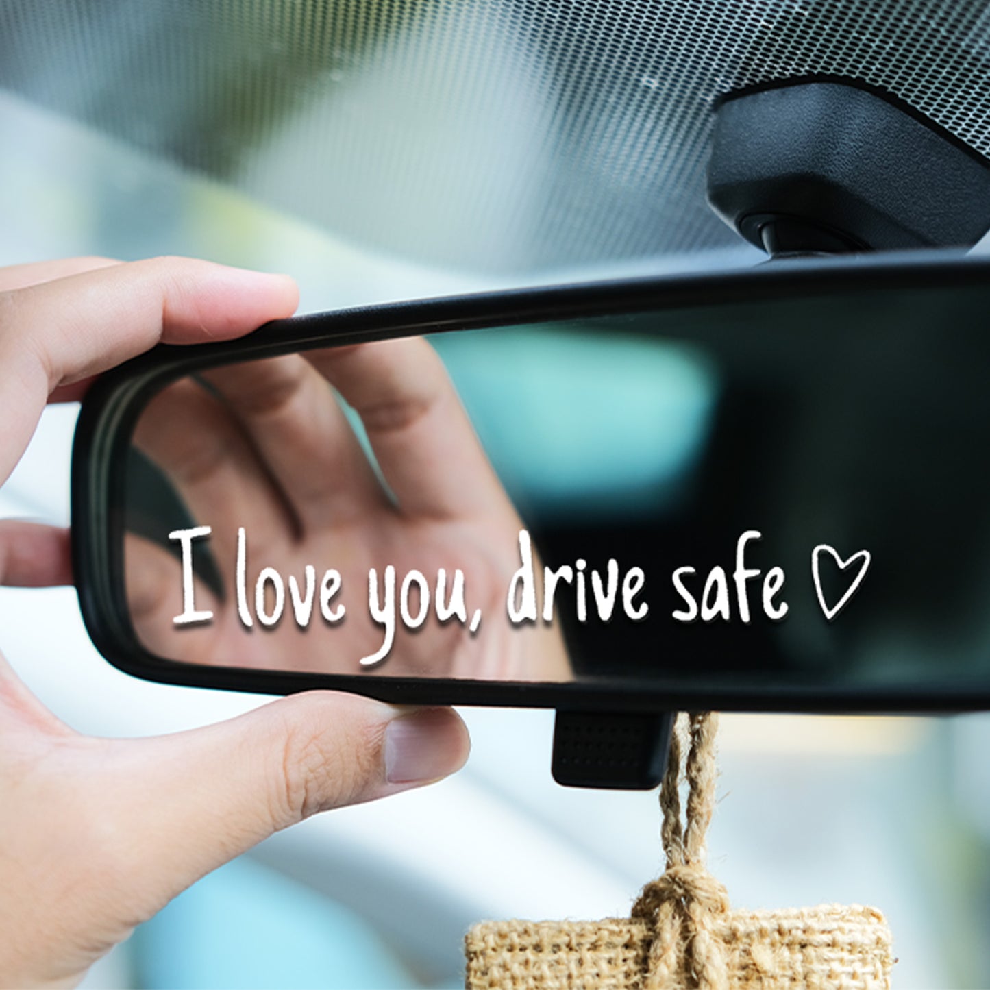 3PCS Drive Safe I Love You Car Decals - Rearview Mirror & Windshield Sticker Set for Couples, Family | Reusable Vinyl Decoration in White/Black/Pink | Express Love & Safety (Ymapinc)