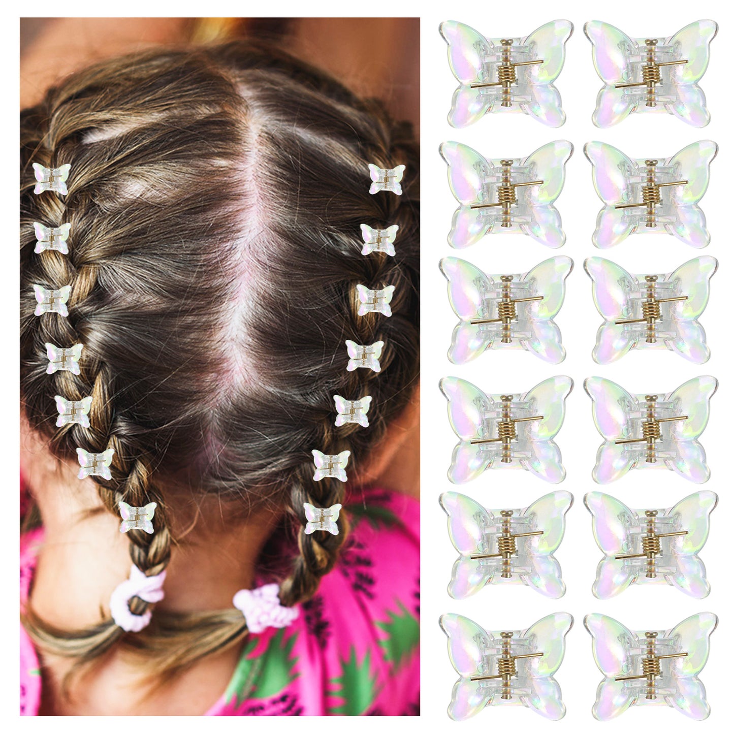 Ouligay 12PCS Mini Butterfly Hair Clips Y2k Little Girl Hair Accessories Mini Claw Clips for Hair Girl Women Hair Clips (Polarized Color)