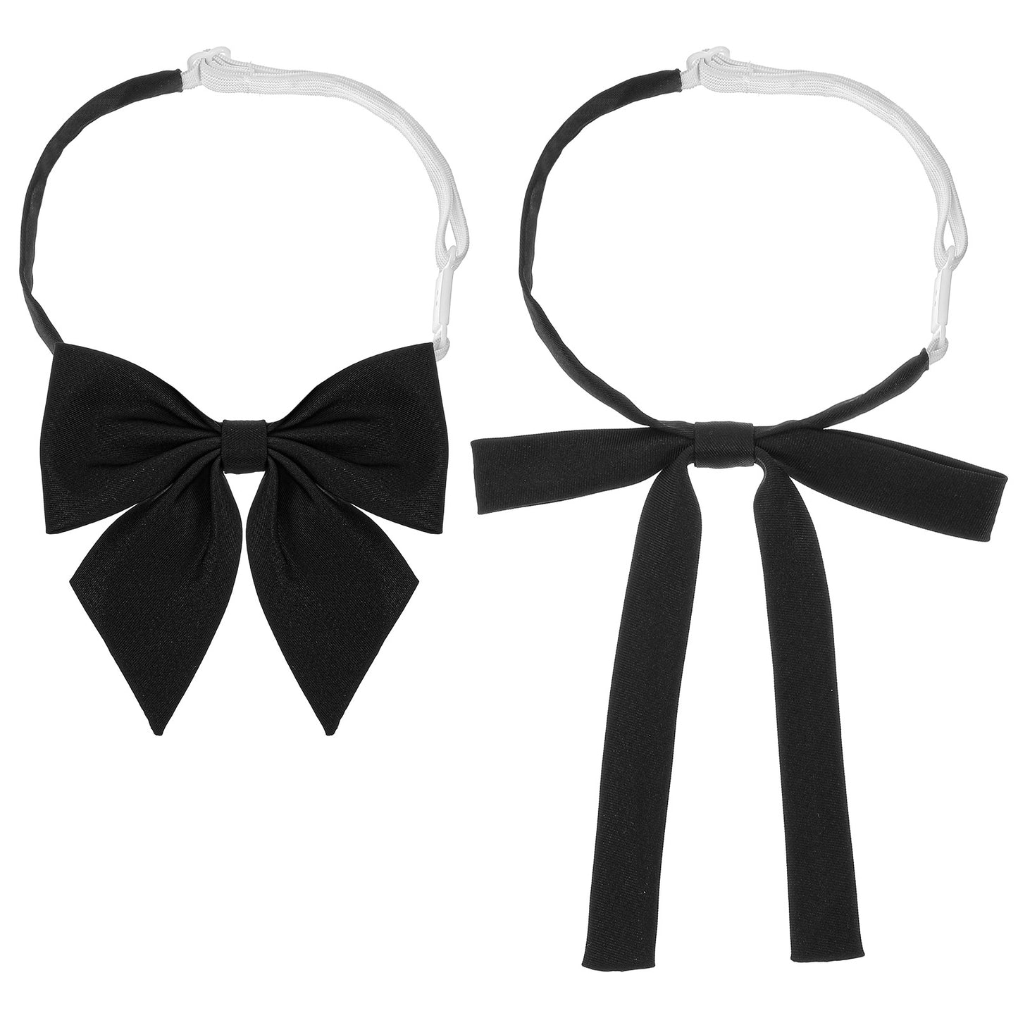 Shimmeroo 2PCS Bow Tie for Women,Pre-Tied Adjustable Bowties Ribbon Choker Women's Self-Tie Bows Tie for Party Uniform Office Cosplay Prom Graduation School Uniform(Black)