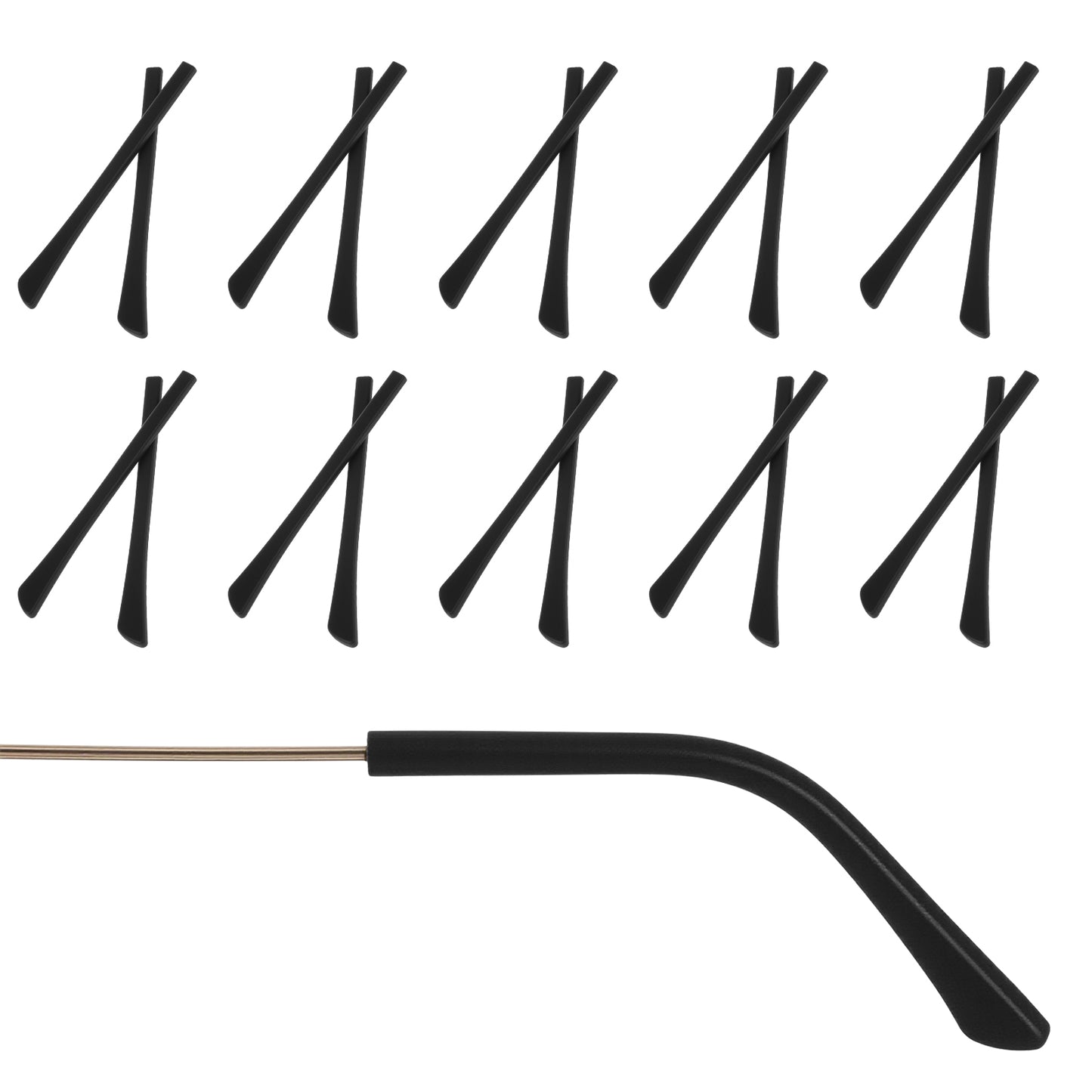 Eyeglass Ear Grips 10 Black Pairs Thin Soft Silicone Eye Glasses Ear Grippers All Day Comfort, Safety Anti-Slip Glass End Tips Grip Cushion Works with Glasses Temples 1-2mm