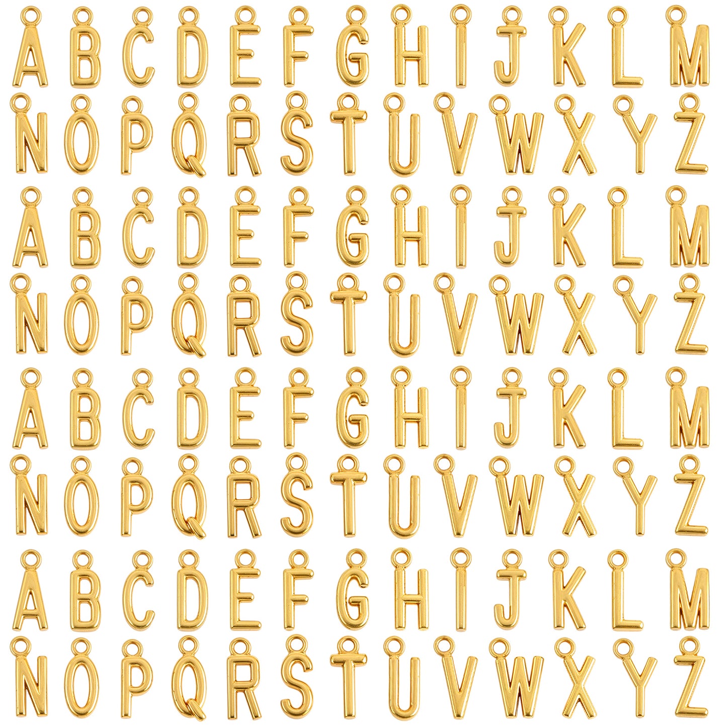 Teaaha 104PCS 4 Sets Gold Letter Charms A-Z Alloy Initial Charms Gold Filled Abc Capital Alphabet Charms DIY Bracelet Necklace Pendants for Jewelry Making(Kc Gold)