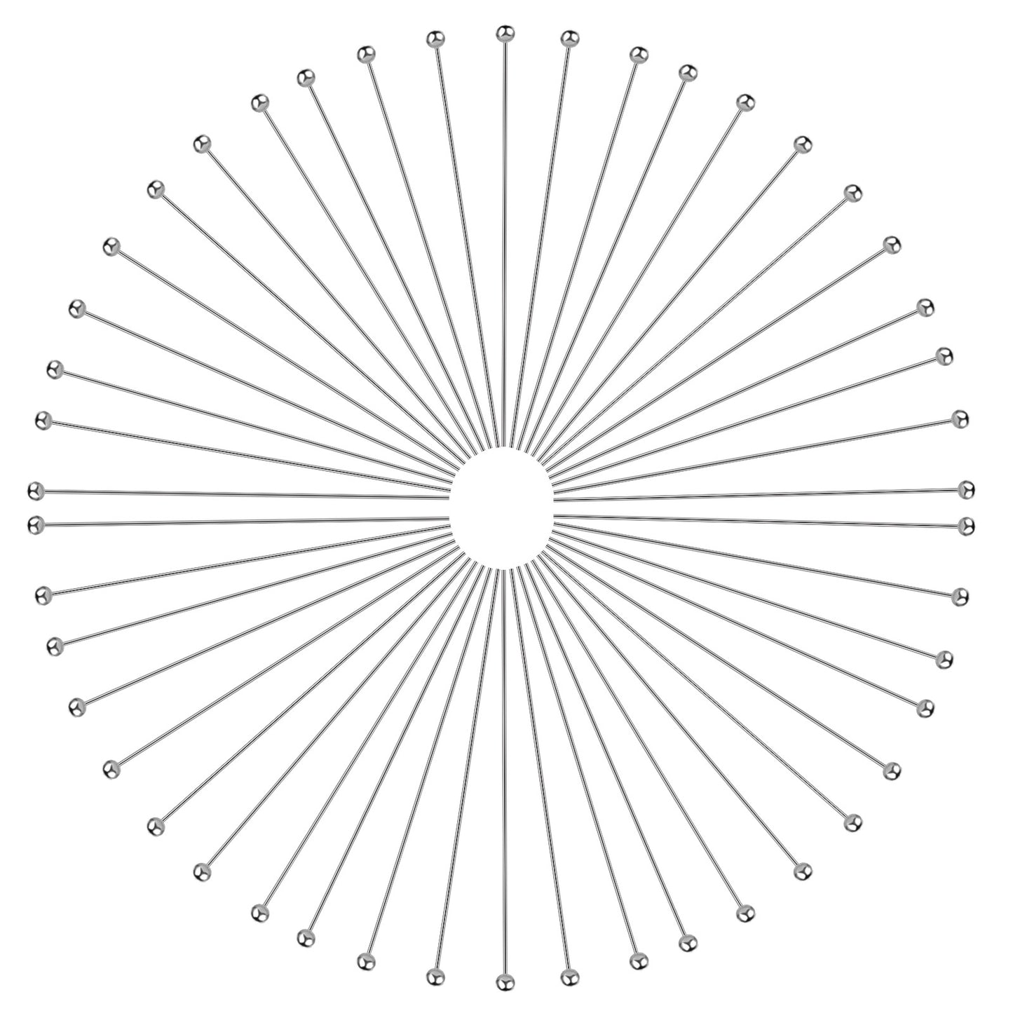 200 PCS Ball Head Pins for Jewelry Making Long 70mm Stainless Steel Straight Pins Silver Ball Head Pin Jewelry Findings for Beads Earring Necklace Bracelet DIY Crafts Charm