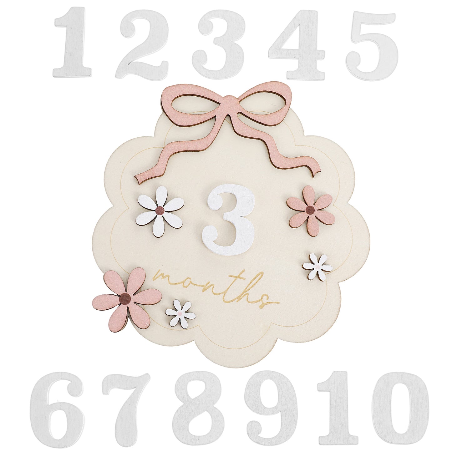 Nogeqi Baby Milestone Card, Baby Monthly Milestone Card, Interchangeable Month Milestones Girl for Newborn Photography Props 0-12 Months Growth Recording