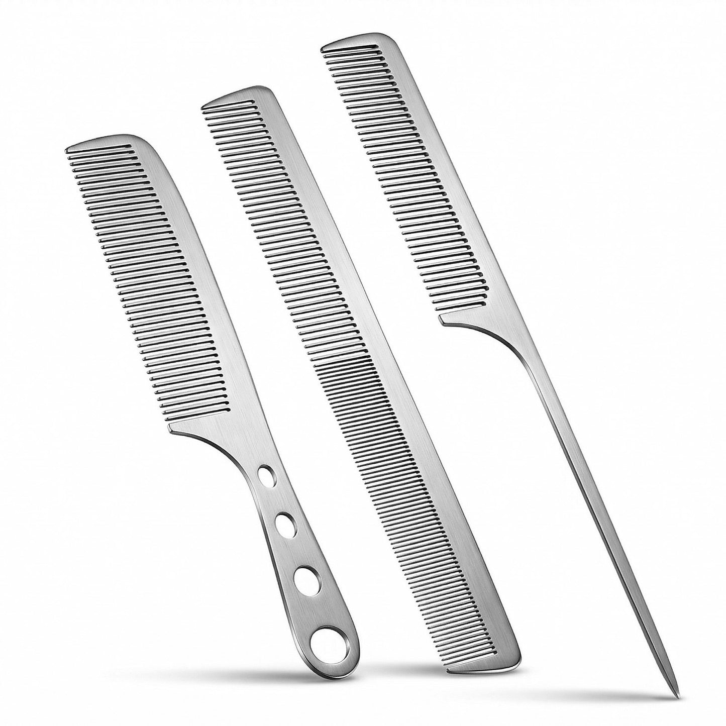 3 Pcs Metal Combs for Hair Women Men, Fine Tooth Comb Titanium Steel Barber Comb for Women Men Hair Styling