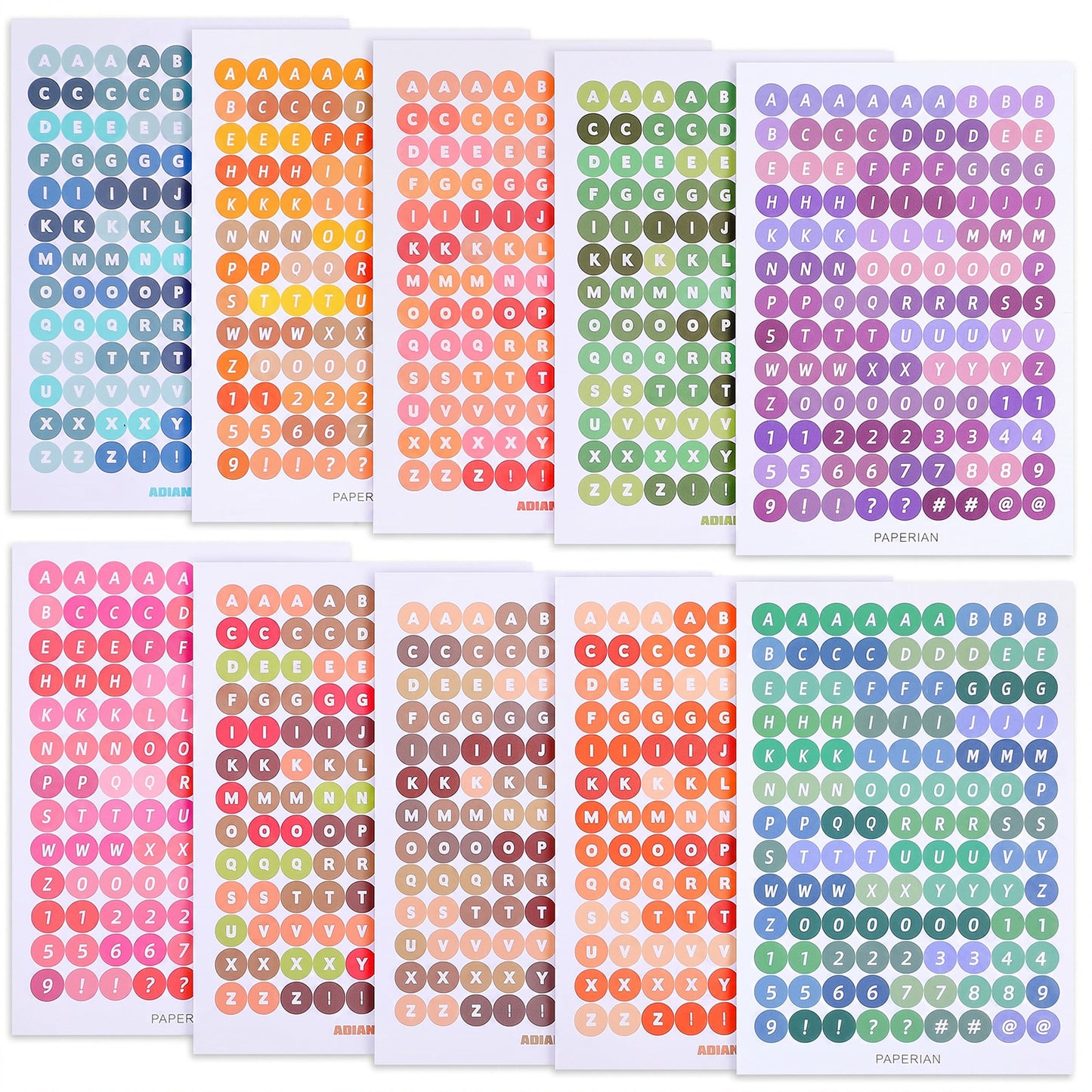 RAHHLIZS 10 Sheets Colorful Alphabet Stickers Small, Tiny Letter Stickers