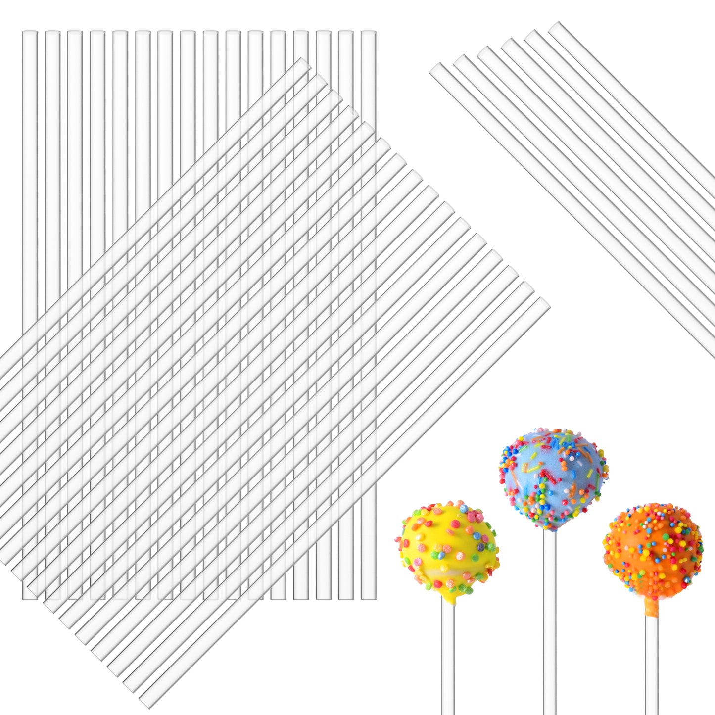 50 Pcs Acrylic Lollipop Sticks, Clear Round Stir Rods, Reusable Cake Pop Sticks for Candy Dessert Lollipops Cake Cookie DIY (3mm Diameter, 4 Inch)
