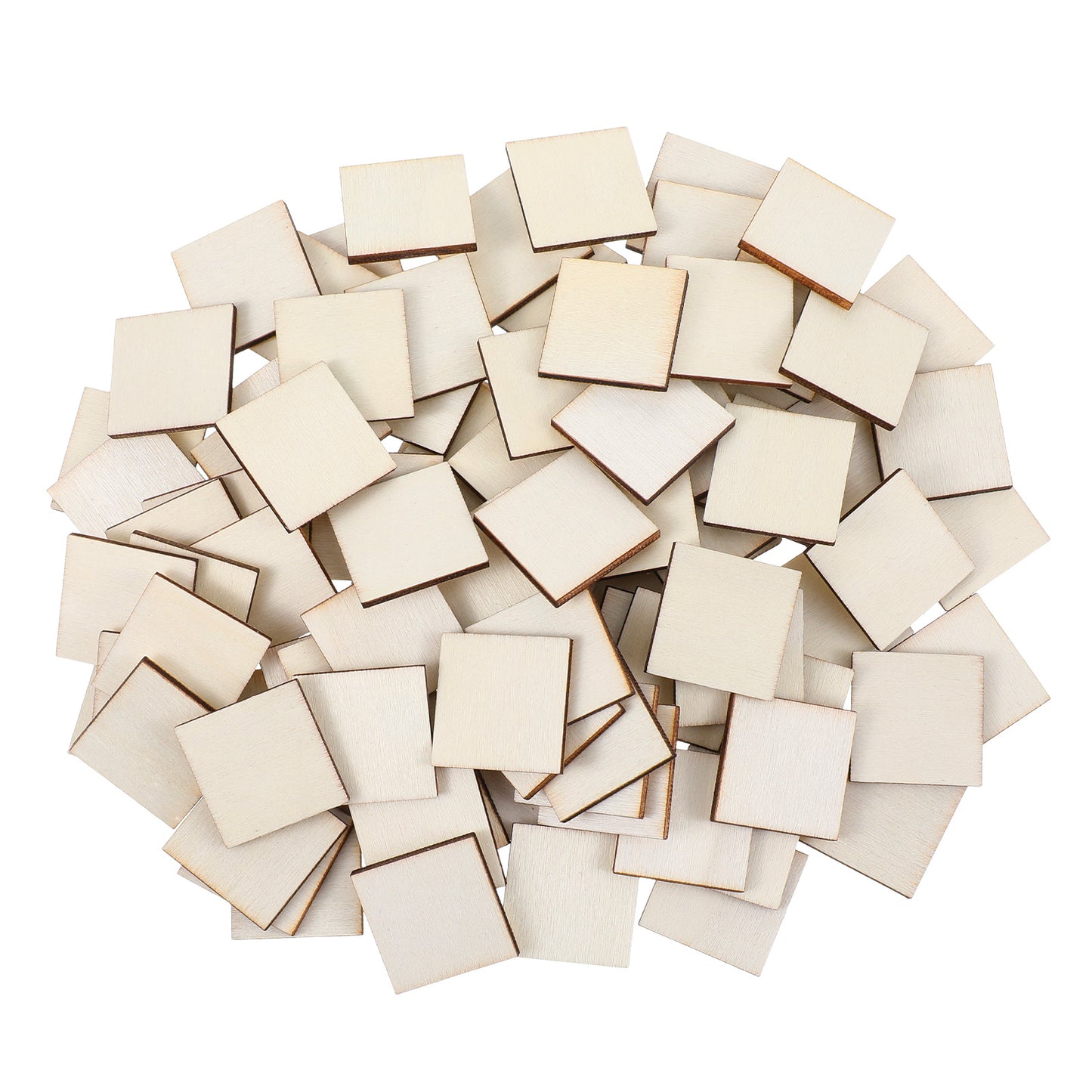 100PCS Squares Wood Pieces for Crafts, Blank Wood Squares Unfinished Blank Wooden Plank for DIY Crafts, Painting, Writing, Engraving, Letter DIY Decorations (1x1 Inch)