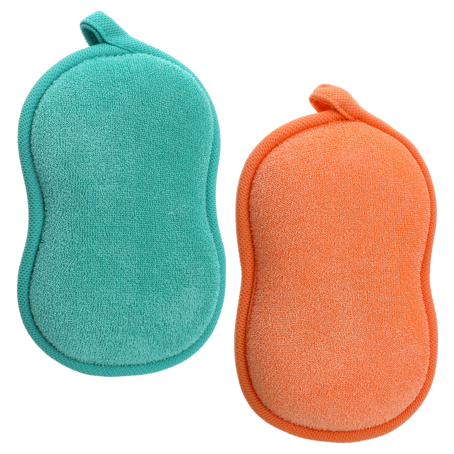 2 PCS Bath Sponge Bath Sponges Baths Sponge for Ultra Soft Sponges Bathing Men Women All Skin Type (Green Orange)