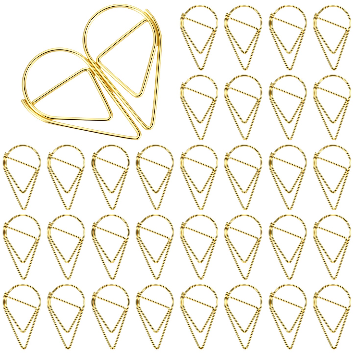 Matwsec 150 Pcs Gold Paperclips, 1 Inch Teardrop Decorative Metal Paper Clips, Rust-Resistant Mirror Polish Finish Cute Paper Clips for Greeting Cards, Invitations, Planner & Office Supplies