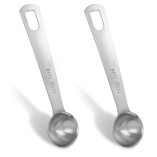 2 Pcs Stainless Steel Tablespoon Measure Spoon 1 Tablespoon (1tbsp 5ml) Coffee Scoop Suitable for Coffee Making Kitchen Gadgets for Cooking and Baking (Silver)