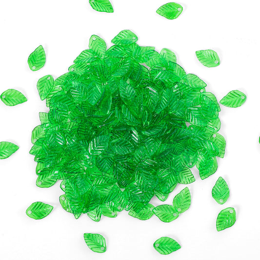 300 Pcs Green Leaf Beads & Charms, Ymapinc Acrylic Leaf Shaped Beads,Plant Leaves Charms for Jewelry Making, Green Jewellery Pendants for DIY Earrings & Necklaces