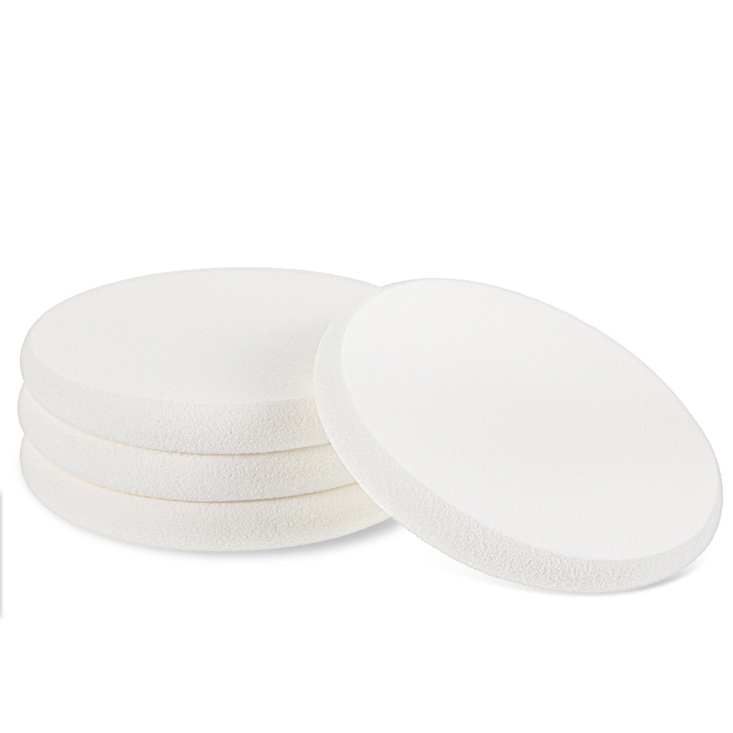 Nogeqi 4 Pcs Flat Makeup Sponges for Foundation, Round Shape Foundation Sponge, White Make Up Sponge for Face,Sponges Makeup Applicator for Natural Easy Soft Long-Lasting and Beginner