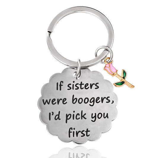 Ymapinc Small Funny Sister Gifts, Keychains for Little Big Sister Younger Senior Sister Christmas Anniversaries Birthday Presents(Sliver Stainless Steels)