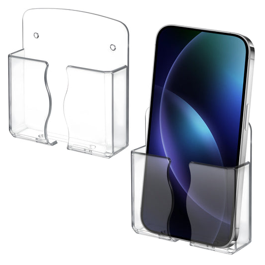 Teaaha 2PCS Universal Wall Phone Holder, Clear, Compatible with Smartphones, Wall Mount, Adjustable, Space-Saving, Hands-Free Viewing, Bedroom & Office Use