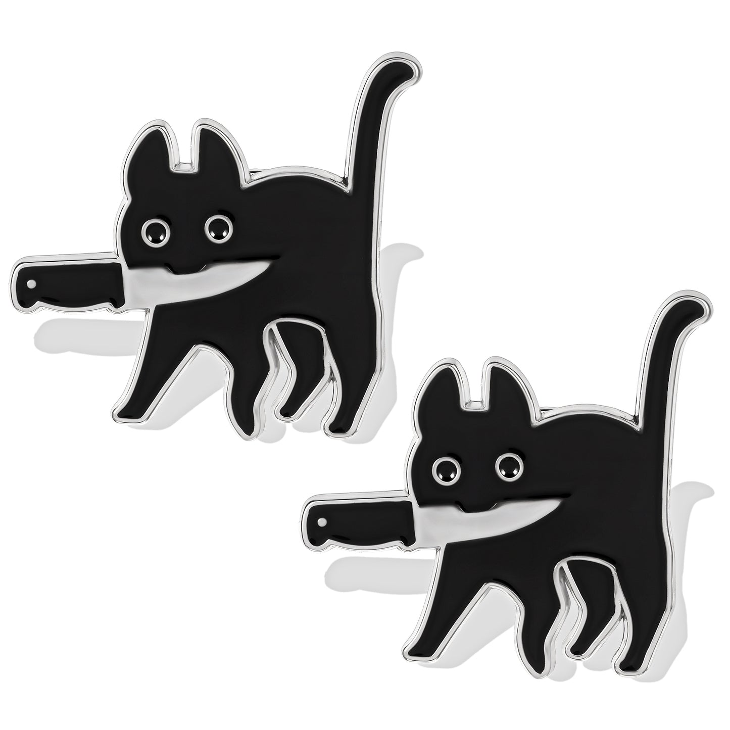 Mabor 2Pcs Cat Pins Funny Cat Enamel Pin Cute Cartoon Black Cat Brooch Pins for Backpacks Badges Lapel Bag Jacket Metal Novelty Cat Hat Pins Accessory for Men Women Girls Kids