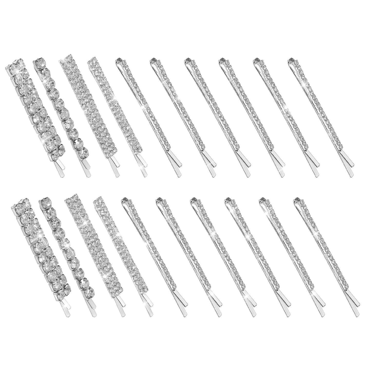 20pcs Rhinestone Bobby Pins For Hair,Decorative Bobby Pins For Women's Hair,Girls Hairs Clips With Crystal Rhinestones,Shiny Metal X Shaped Barrettes, Fancy Hairs Clipsfor Party Wedding Daily(Silver)