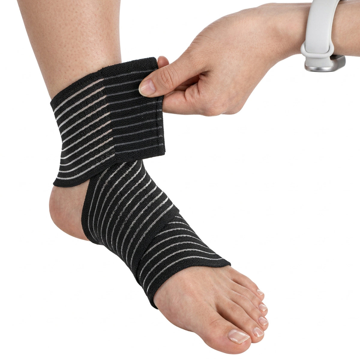 MEUYSIAC 2 Pcs Ankle Wrap Ankle Compression Brace Black Nylon 42.3cm