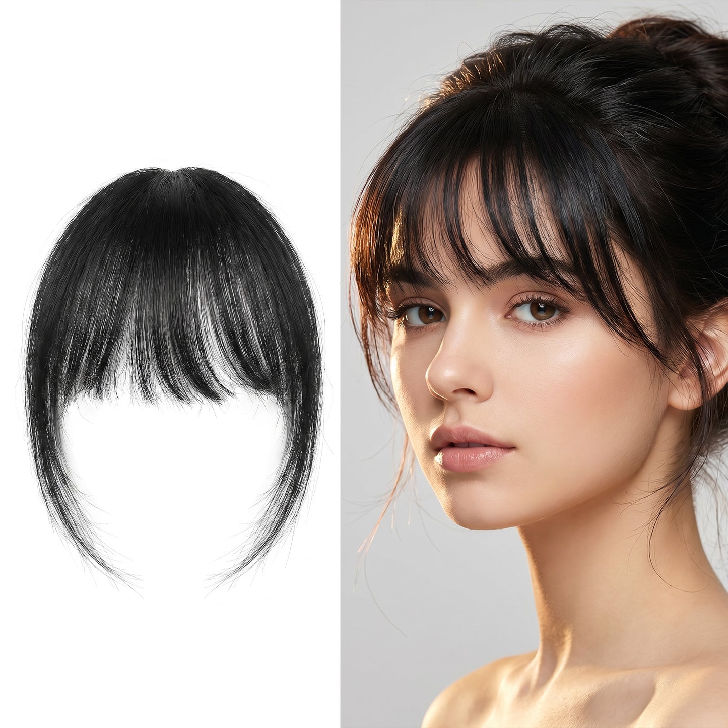 Ouligay Clip on Bangs Real Human for Women Hair Dark Brown Wispy Bangs Hair Clip with Temples Fake Hair Pieces Soft Layered Natural Curtain Fringe for Daily Wear & Halloween