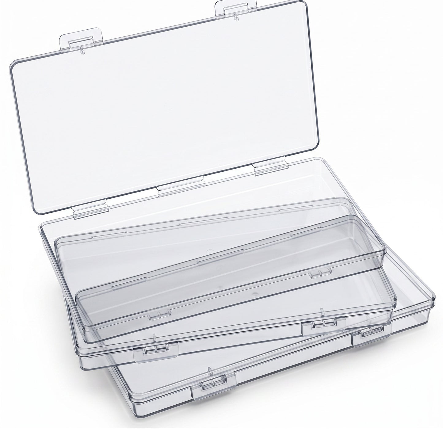 RAHHLIZS 3 Pack Small Plastic Boxes,Small Plastic Containers Small Storage Containers with Lids, Stackable Storage Cases for Jewelry, Nails, Crafts(6.50x3.35x0.67in)