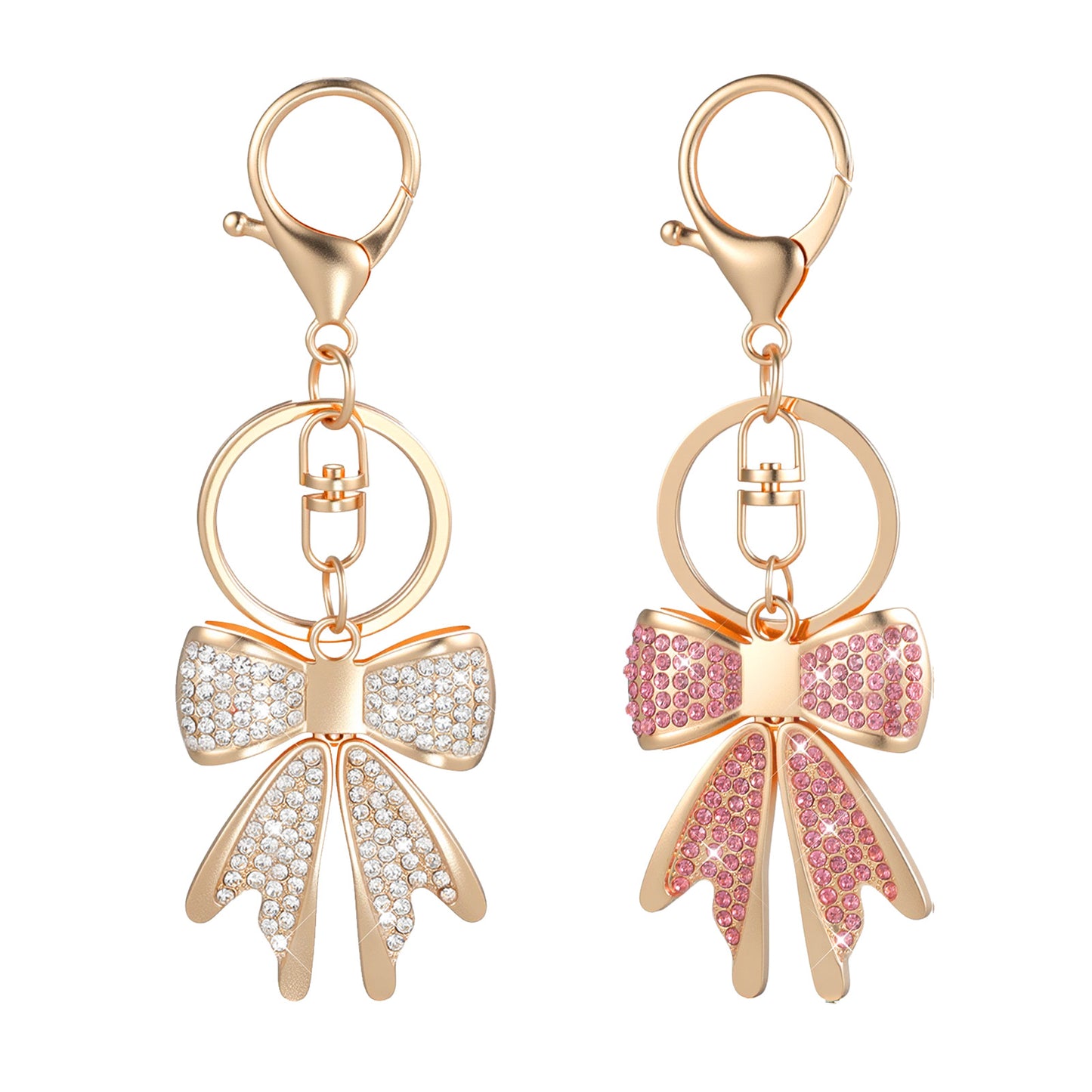 Teaaha 2PCS Bow Keychain Purse Bag Charms for Women, Rhinestone Bow Keychains Backpack Charm Key Chain Cute Handbag Charms Accessories for Purses Key Chains Car Keys