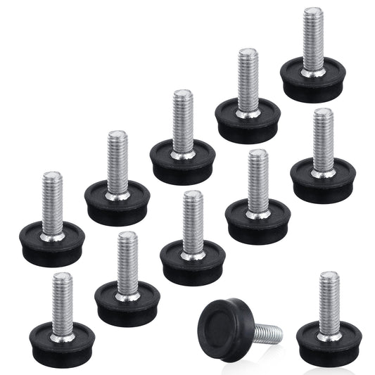 12 PCS Furniture Leveling Feet Adjustable 6mm Thread Furniture Feet Levelers, Heavy Duty Leveling Feets Screw on for Table Cabinets Chairs Bar Stool Desk Dresser Wood Legs (M8)