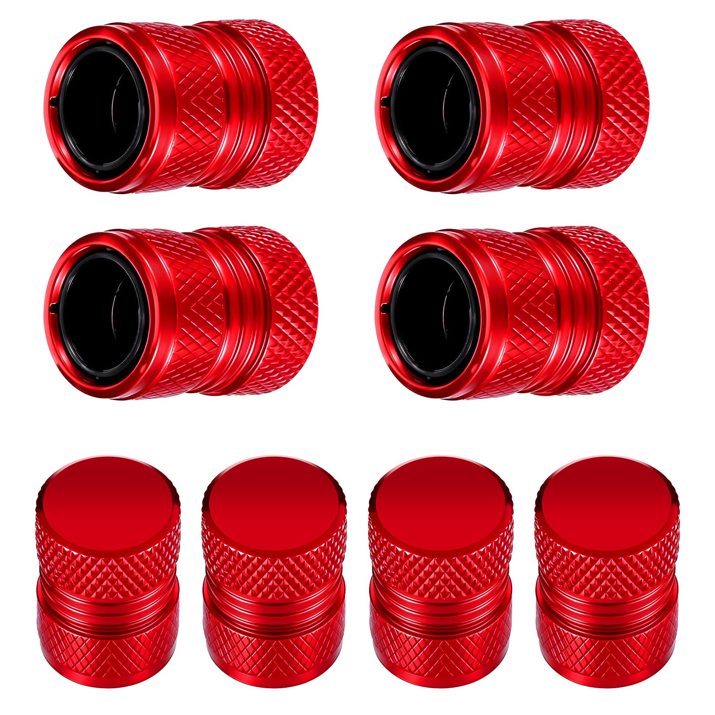 Red Valve Stem Caps, Ymapinc 8 Pack Aluminum Alloy Tire Valve Stem Caps Set Tyre Air Valve Caps Universal for Cars Trucks Motorcycles SUVs and Bikes