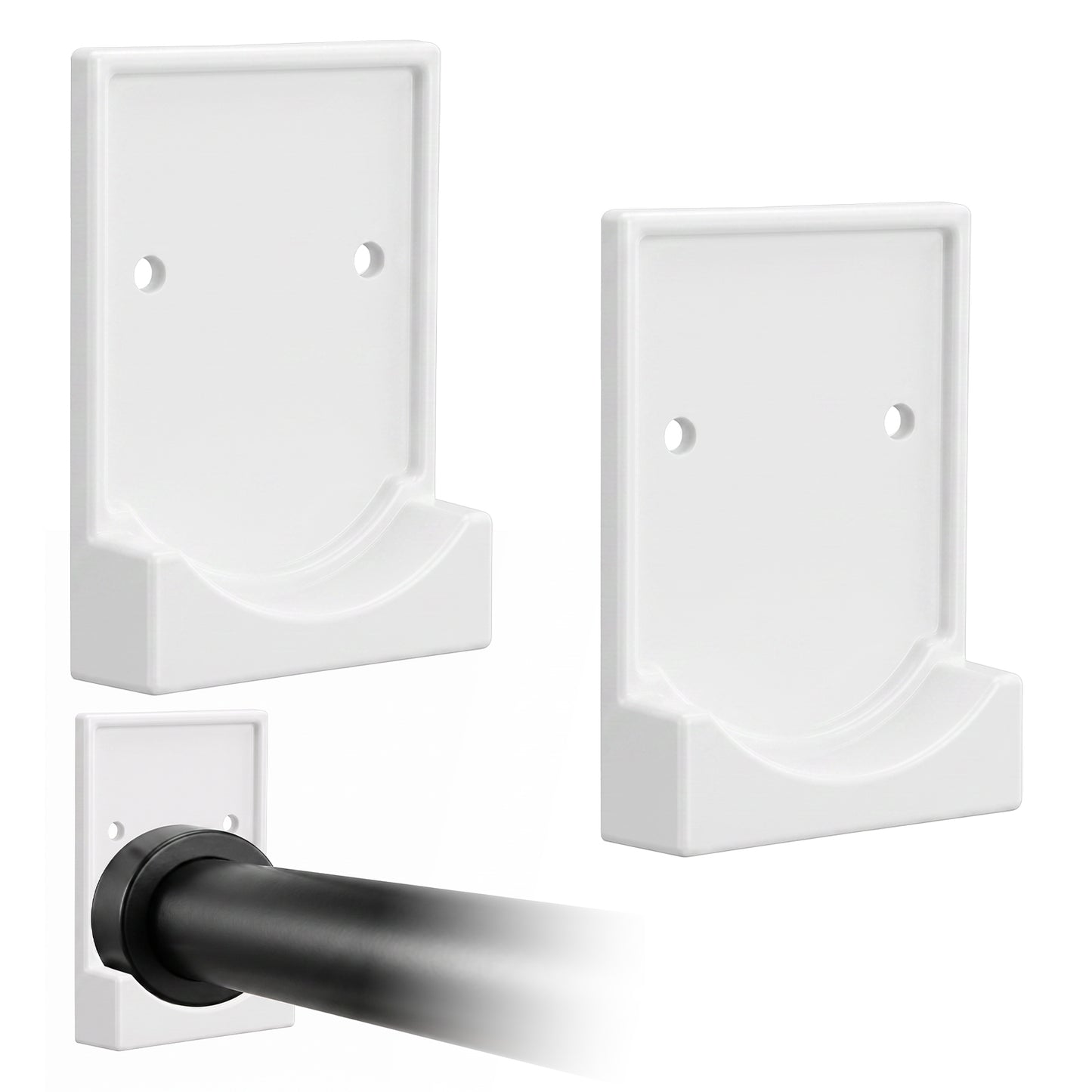 Matwsec 2 PCS Shower Curtain Holder Adhesive Rod Holders for Wall White