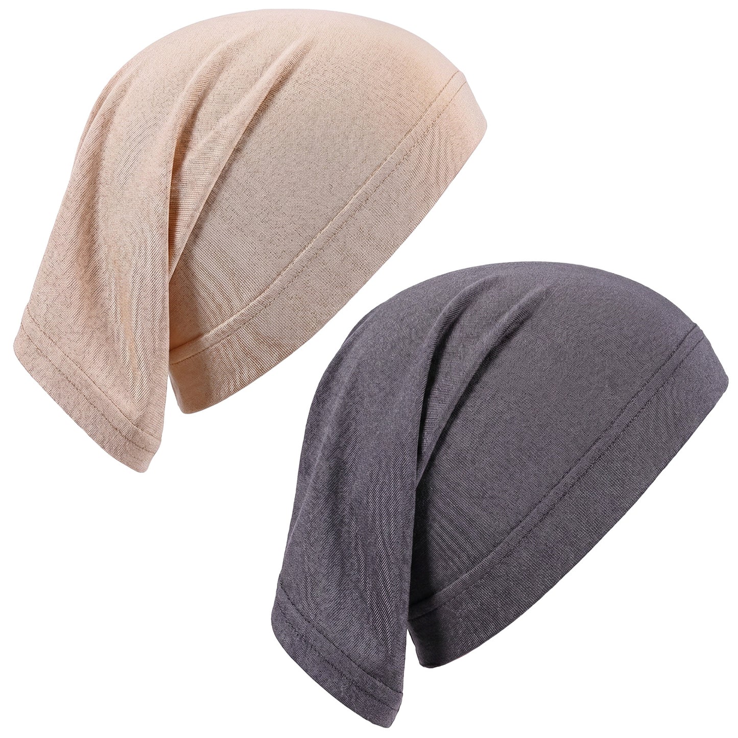 Sorcristy 2 Pcs Undercaps for Hijab No Slip, Cotton Hat Hijab Islamic Muslim Hijabs Cap Scarf for Women Turban Tube Neck Cover (Gray Beige)