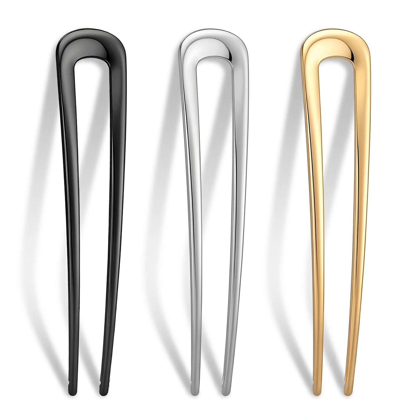 RAHHLIZS 3PCS U-Shaped French Hair Pins for Women, French Twist Hair Pin Fork, Decorative Hair Sticks, French Hair Clips for Bun, Updo, Thick Hair