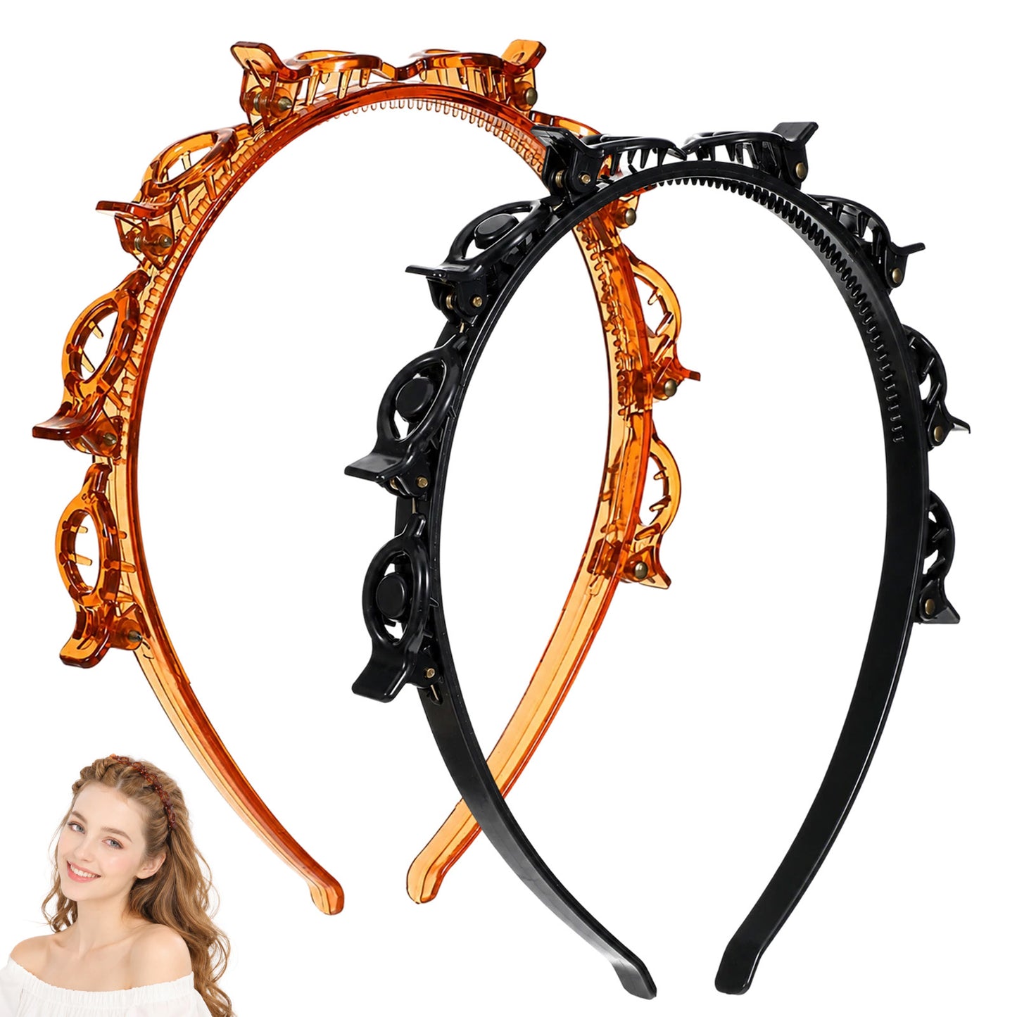 Ouligay 2 Pack Clip Headband Headbands With Clips Hair Clip Headband