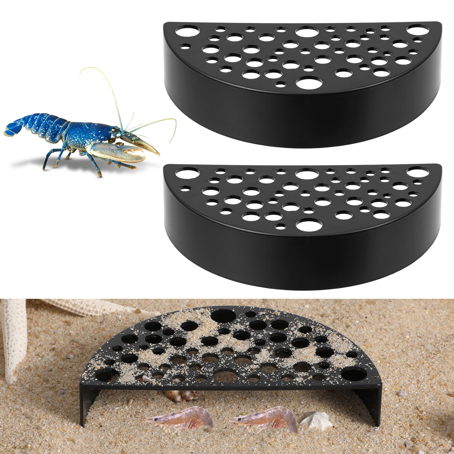 2 Pcs Aquarium Shrimp Hideout Shrimp Cave Fish Tunnel Hides Fish Tank Accessories for Shrimps Protection Suitable Prawn Small Fishes Aquatic Animal Lovers Women Men Festival Gifts Black 4.6×2.2 Inches