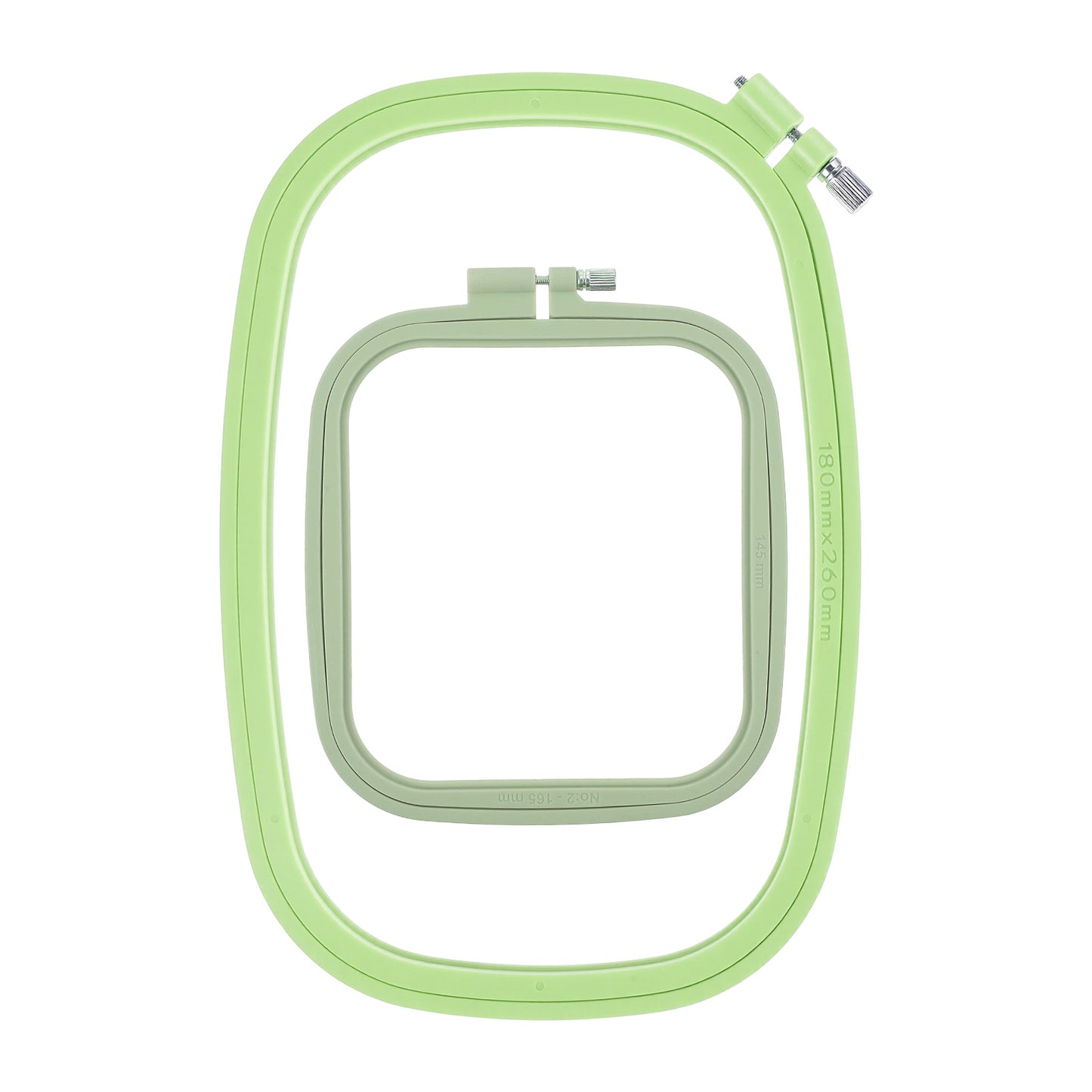 Nogeqi 2PCS Square Embroidery Hoop, Plastic Cross Stitch Hoop, Rectangle Embroidery Ring for Sewing Needlework Cross Stitch Projects, 2 Size (Green)